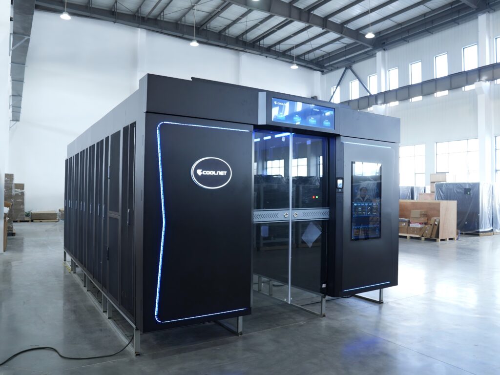 Coolnet MetaRow micro modular data center with 42 cabinets pre-assembled for FAT