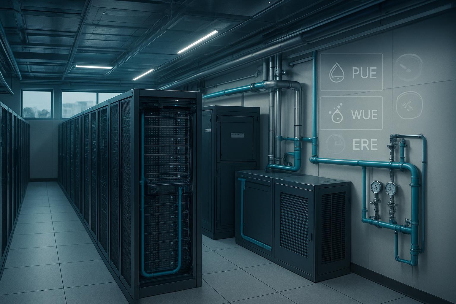 Hybrid AI/HPC data hall with RDHx and warm-water loop for energy-efficient 20–40 kW racks