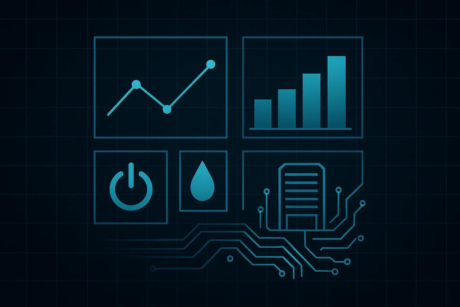 Abstract cover image for a data center PUE SLA and WUE KPI FAQ