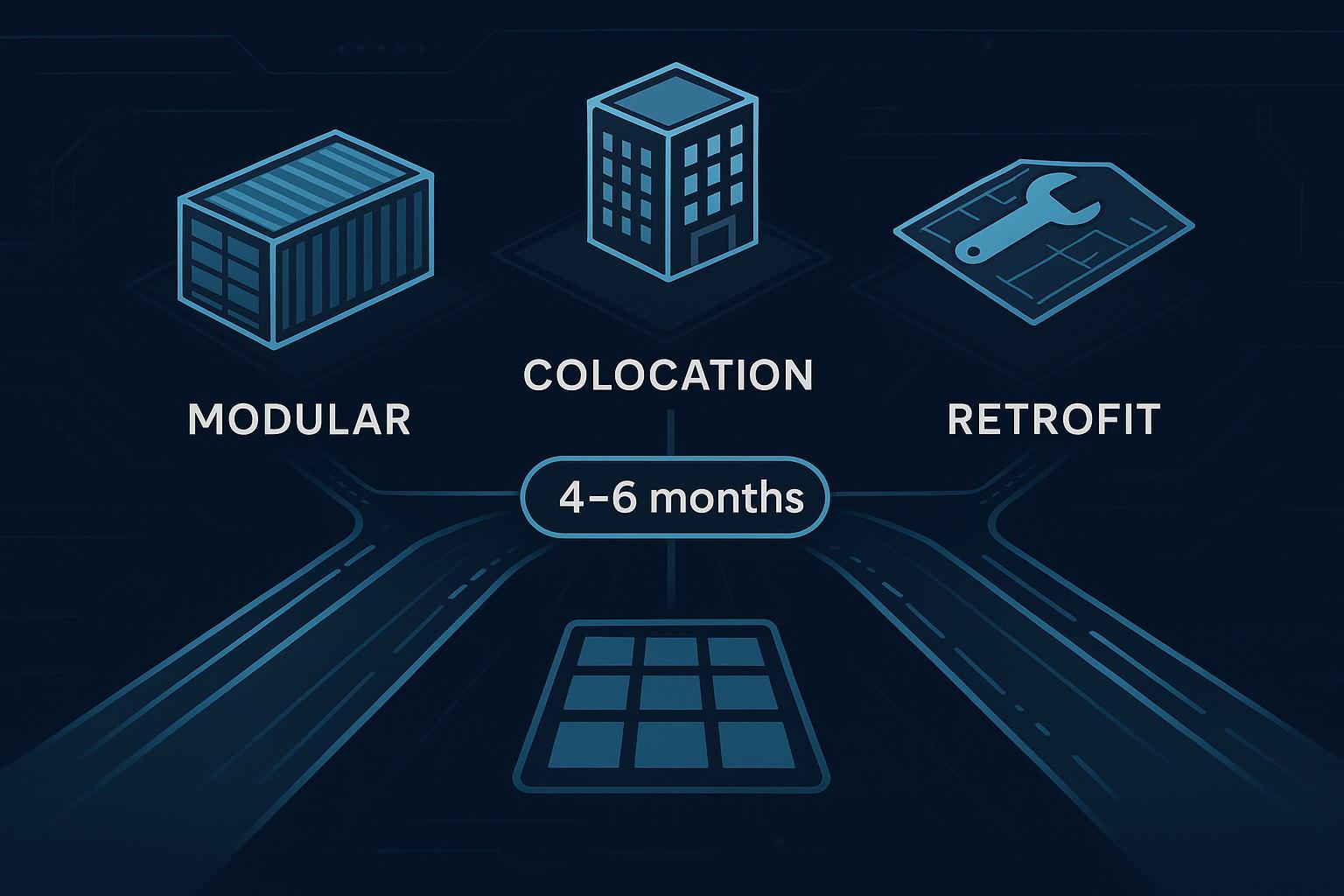 Scorecard-style cover image for modular vs colocation vs retrofit for a 4–6 month data center go-live