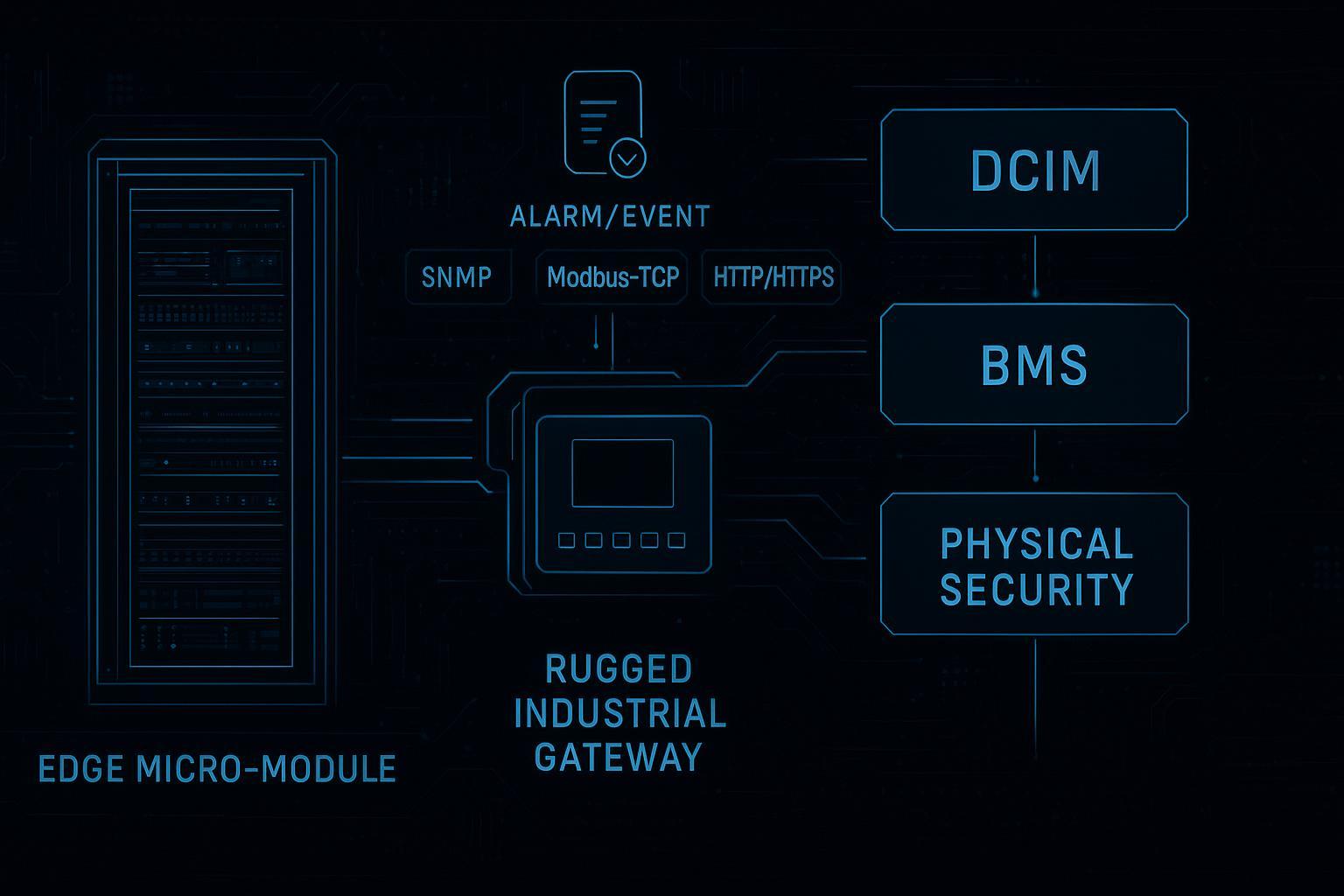 Cover image illustrating DCIM BMS integration reference architecture for edge modules.