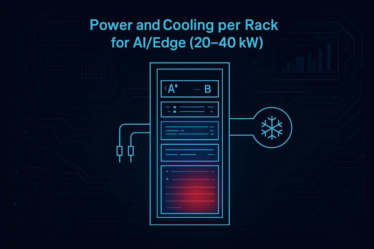Power and cooling per rack for AI edge — 20–40 kW sizing and architecture diagram