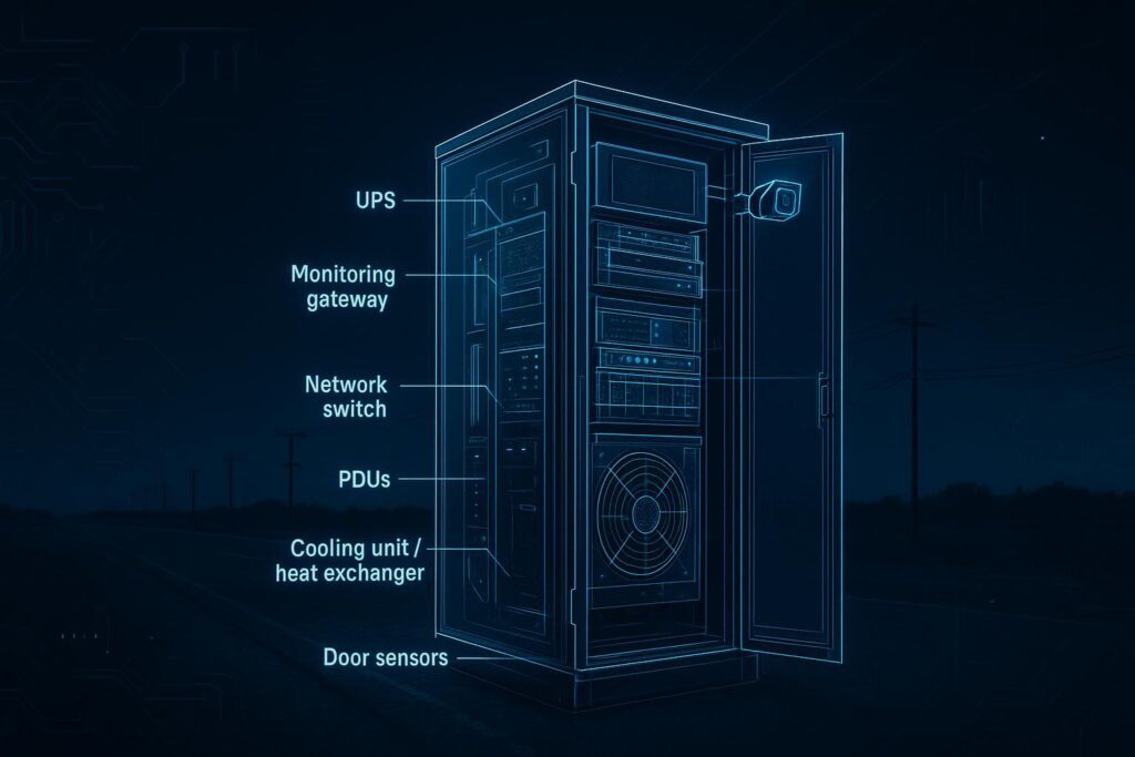 Architecture infographic comparing single-cabinet, small-cluster, and hybrid micro edge designs